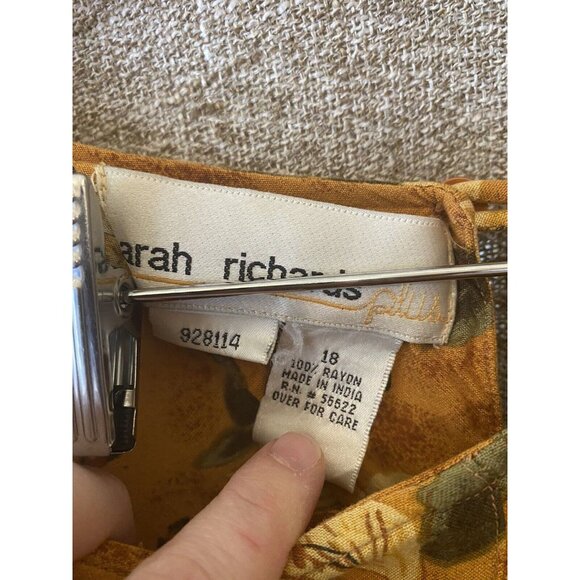 Vintage Y2K 90s Sarah Richards Plus Floral Circle Skirt Sz 12 Yellow Sleeveless - Picture 10 of 10